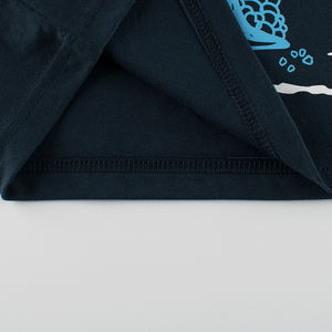 Camiseta de manga corta de verano para niños, camisetas de algodón 100% para niños, camiseta azul oscuro con dibujos animados para niños - Product Image 6