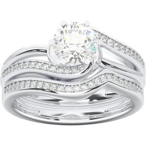 KEEVA JEWELS-Anillo de compromiso de diamante cultivado en laboratorio, anillo de compromiso con banda de boda, talla 7, 950 de platino, 1,10 quilates, conjunto de joyería fina - Product Image 3