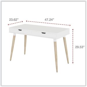 Alera Escritorio Escandinavo para Espacio de Trabajo, 47.24" X 23.62" X 29.53", Escritorio para Computadora Blanco/Madera Beige - Product Image 6
