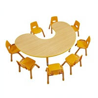Ensemble table et chaise en forme de lune pour la maternelle, hauteur réglable, en plastique, pour enfants, mobilier de classe, vente chaude