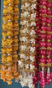 Handmade Cotton Fabric Gota <b>Pom</b> <b>Pom</b> Wedding Garlands Decorative Hanging Chain Floral Beaded Pendant Mehendi Party Strings - Product Image 2