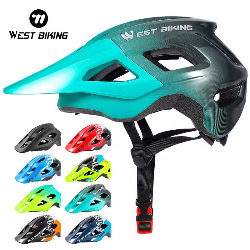Casco de Ciclismo WEST BIKING para Bicicleta de Montaña MTB y de Carretera  con Visera de Carbono para Equipamiento de Ciclismo