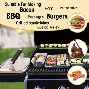 Alat Penekan <span class=keywords><strong>Burger</strong></span> Anti Lengket dari Baja Tahan Karat dengan Gagang Anti Panas - Product Image 3