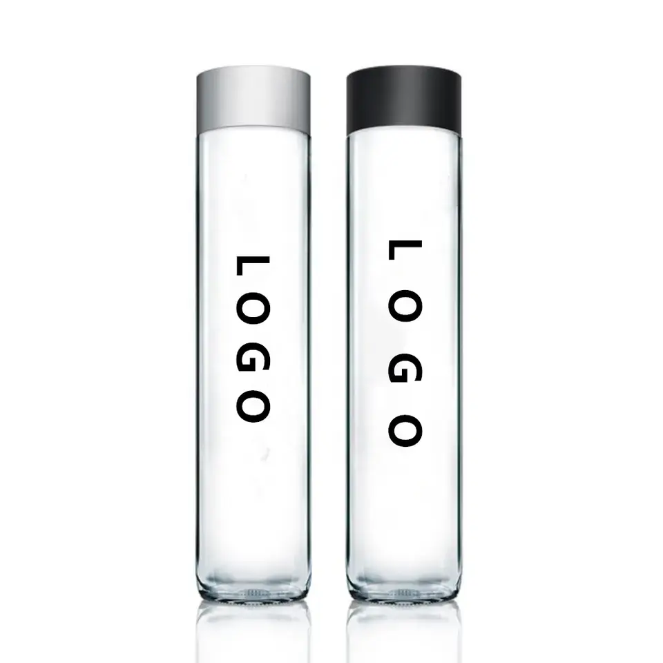 250ml 300ml 350ml 400ml transparente parafuso tampas voss garrafa de vidro de água para leite suco