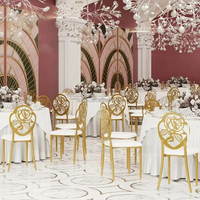 Chaises empilables en acier inoxydable doré à dossier rond pour événements, banquets, fêtes, mariages et salons – Vente en gros