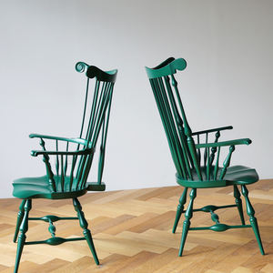 Роскошное обеденное кресло в скандинавском стиле из массива ореха с подлокотниками, оливково-зеленое, ретро, из гнутой древесины, в стиле Виндзор, акцентное кресло, кресло-качалка для взрослых - Product Image 4