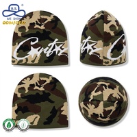 Bonnet en tricot jacquard à motif camouflage avec logo OEM personnalisé et étiquette privée pour unisexe, idéal pour l'hiver et le streetwear