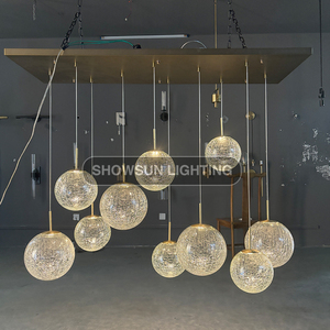 Biệt thự hiện đại chiếu sáng rõ ràng bong bóng thủy tinh bóng ánh sáng mặt dây chuyền E12 cơ sở trang trí nội thất dẫn đèn chùm - Product Image 3
