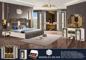 Maison moderne de luxe, ensemble de meubles pour <span class=keywords><strong>chambre</strong></span> à <span class=keywords><strong>coucher</strong></span>, lit double à cadre en bois complet - Product Image 2