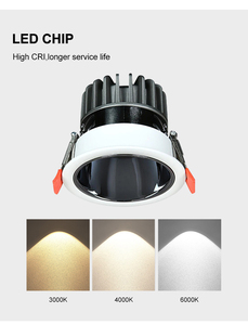 <span class=keywords><strong>Spot</strong></span> encastré LED COB réglable pour <span class=keywords><strong>plafond</strong></span>, blanc/<span class=keywords><strong>noir</strong></span>, anti-éblouissement, AC110V AC220V, spots encastrés - Product Image 4
