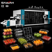 Machine de thermoformage haute vitesse 3-4 stations 680*450mm pour la fabrication de barquettes PET à coque profonde pour fruits, tomates et raisins