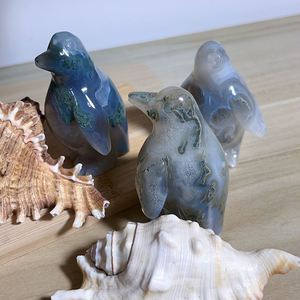 Cristal naturel En Gros En Vrac Artisanat Agate Pingouin Sculpture Pour Esprit Souvenirs De Guérison Cadeau - Product Image 1