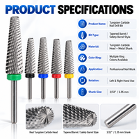 2.35mm mèches de forme conique étendue coupe croisée argent non revêtu meilleure qualité enlever les forets à ongles en carbure de tungstène en Gel dur