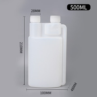 Bouteille doseuse en plastique HDPE à double col pour laboratoire, bouteille pour liquides chimiques, forme carrée plate, bouchon à vis