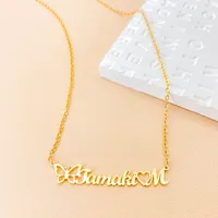 EMANCO Collier personnalisé avec nom papillon en acier inoxydable, pendentif lettre, chaîne à maillons, vente en gros pour femmes, dropshipping