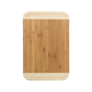 Planche à découper rectangulaire bicolore en bambou écologique et durable avec logo personnalisable de plusieurs tailles - Product Image 1
