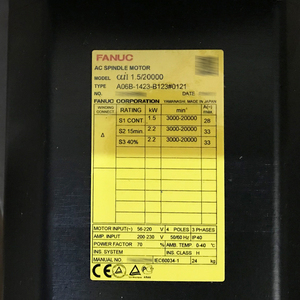 Sử dụng fanuc AC động cơ trục chính A06B-1423-B123 #0121 cho máy <span class=keywords><strong>CNC</strong></span> - Product Image 3