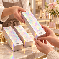 Boîte en carton cosmétique en gros avec logo holographique et impression personnalisée, conçue pour les commandes d'approvisionnement de produits de beauté en marque blanche