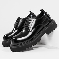 Mocassins pour hommes tendance et décontractés à bout pointu en cuir véritable, pour le bureau et les affaires, avec talon surélevé brillant et semelle épaisse