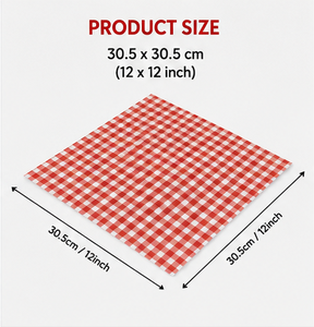 <b>Red</b> Checkered Tissue <b>Paper</b> Sheets 30.5 x 30.5 cm Disposable for Food Packaging - Product Image 1