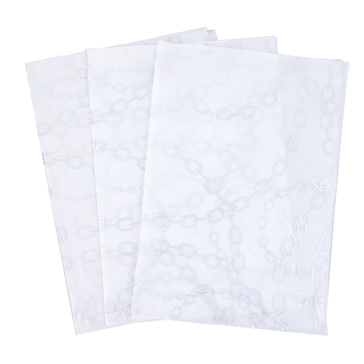 Modern White Wrapping Paper with Gray Chain Pattern Custom Printed for Luxury Gift Packaging and Retail Product Wrapping