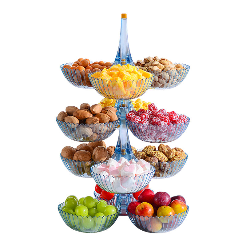 New Multilayer DIY Fruit Tray Box Light Luxury Home Living Room Tea Table Plastic Storage for Dry Fruit Snacks Melon Seeds