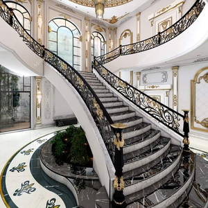 Cầu Thang Cong Bậc Thang Đá Cẩm Thạch Nội Thất Chất Lượng Cao Thiết Kế Sang Trọng Theo Yêu Cầu Với Lan Can Thép Cung Cấp Nhà Máy Phật Sơn - Product Image 3