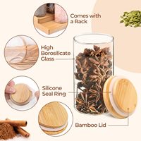 Ensemble de 12 bocaux à épices en verre avec couvercle en bambou écologique pour un usage domestique, avec couvercle hermétique