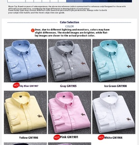 Chemise Oxford décontractée à manches longues 100 % coton pour <span class=keywords><strong>homme</strong></span>, motif uni brodé, anti-boulochage, coupe ample pour l'automne, vente en gros OEM - Product Image 6