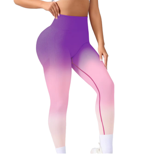 Women's High Waist 3D Embroidery Gradient Yoga <b>Leggings</b> Knitted Spandex/Polyester <b>Butt</b> <b>Lifting</b> Gym Fitness Trousers Bound Feet - Product Image 1