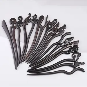 Ebony Wooden Chinese Hair Sticks for Buns Black Vintage Wood Hair Chopsticks Elegant Classical Styling Girls' Gifts