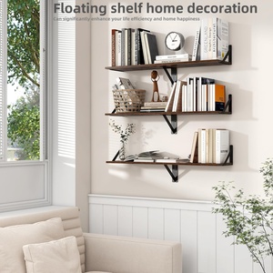 Ensemble de 2 étagères flottantes doubles robustes en MDF et fer, pour rangement d'épices, pour cuisine, salon, salle de bain, montage mural, grande taille - Product Image 5