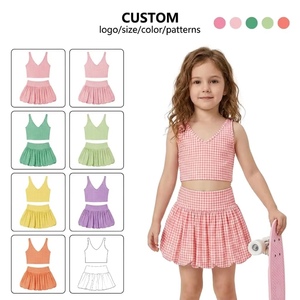 Conjunto Deportivo Infantil para Patinaje y Baile, Top con Cuello en V y Falda Burbuja con Shorts Integrados, Color Personalizado - Product Image 1