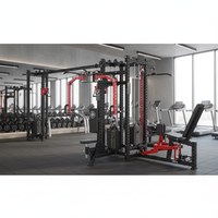 Máquina de Gimnasio Multifuncional de Acero de 5 Estaciones para Entrenamiento de Fuerza - Características de Seguridad para Ejercicios de Piernas, Brazos, Musculación y Pecho