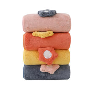 Toalla rectangular de microfibra de coral de color liso para secar el cabello, con bordes suaves, alta absorción de agua, sin desprendimiento, ideal como regalo para lavarse y bañarse. - Product Image 5