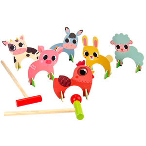 Ensemble <span class=keywords><strong>de</strong></span> <span class=keywords><strong>croquet</strong></span> d'animaux en bois <span class=keywords><strong>de</strong></span> dessin animé pour enfants <span class=keywords><strong>Jeux</strong></span> <span class=keywords><strong>de</strong></span> pelouse amusants pour garçons et filles Jouets et structures <span class=keywords><strong>de</strong></span> plein air - Product Image 1