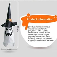 Decorazioni di Halloween, Accessori per Atmosfera Horror, Cappello da Mago con Luci LED, Bandiera Colorata, Pendente da Giardino