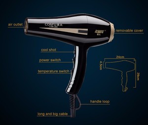 Máy sấy tóc chuyên nghiệp CONFU 2200W, công suất mạnh mẽ, tích hợp đầu phun tập trung ion, bán buôn cho khách sạn, du lịch, sử dụng tại nhà, điện. - Product Image 3