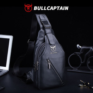 Bolso de Pecho de Cuero Genuino BULLCAPTAIN para Hombre, Bolso Bandolera Cruzado de un Solo Hombro, Bolso Mensajero Casual de Piel de Vaca - Product Image 1