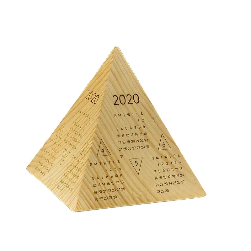 Pirâmide de madeira para calendário, decoração da moda, presente