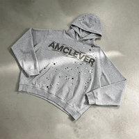 Nueva Llegada Sudadera con Capucha de Corte Holgado Estilo Punk Grunge Streetwear con Remaches Metálicos y Tachuelas Termofijadas AMCLEVER Tops Casuales Góticos para Uso Diario