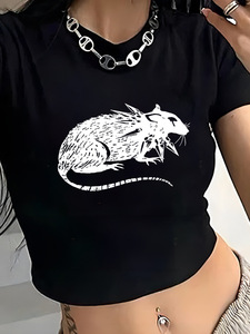 Hot Selling Clothing Europe America Summer New Sexy Sweet Spicy Printed Personalized Dark <strong>Y2K</strong> <strong>Top</strong> Women's T-shirts - Product Image 2
