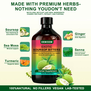 Líquido Oral de Hierbas Amargas de Guanábana, Apoyo <span class=keywords><strong>para</strong></span> la Salud Intestinal, Desintoxicación, Refuerzo Inmunológico, Cúrcuma, Suplemento de Graviola - Product Image 5