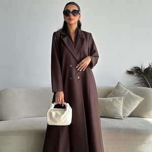 2024 luxe élégant personnalisé dubaï turc <span class=keywords><strong>Les</strong></span> pas cher islamique Abaya Robe tissu lin pour femmes tissu golfe fabrication boutons - Product Image 6