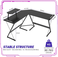 Foshan meubles de bureau à domicile Gamer bureau de jeu professionnel en forme de L noir personnalisé moderne lumière rvb coin table d'ordinateur