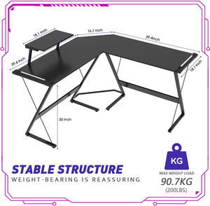 Foshan Home Office <span class=keywords><strong>Gamer</strong></span> Furniture Professional L Shaped Black Gaming Desk Custom Modern RGB Light Corner Computer Table - Product Image 3