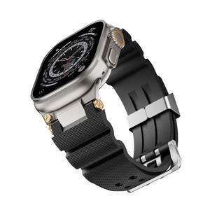 Bracelet en silicone avec boucle à ardillon en <span class=keywords><strong>acier</strong></span> inoxydable pour <span class=keywords><strong>Apple</strong></span> <span class=keywords><strong>Watch</strong></span> Ultra 2, attaches en <span class=keywords><strong>titane</strong></span> <span class=keywords><strong>ou</strong></span> noires, compatible avec les tailles 42 mm, 44 mm, 45 mm, 46 mm, 49 mm - Product Image 5