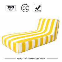 Chaise Longue Gonflable de Luxe Rayée Jaune pour Piscine, Matelas Flottant en Tissu pour Piscine et Fêtes à la Plage