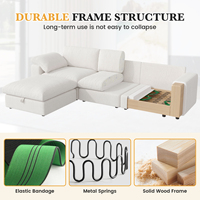 Canapé modulable convertible et extensible en tissu chenille, avec assise profonde en mousse sans armature, en forme de L, idéal pour hôtels et écoles