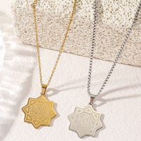 Excelente Collar de Joyería al por Mayor de Acero Inoxidable con Colgante de Estrella Octogonal de los Grandes Seljukas, Shahada, Allah, Islámico, Árabe, Musulmán, Eid, Corán